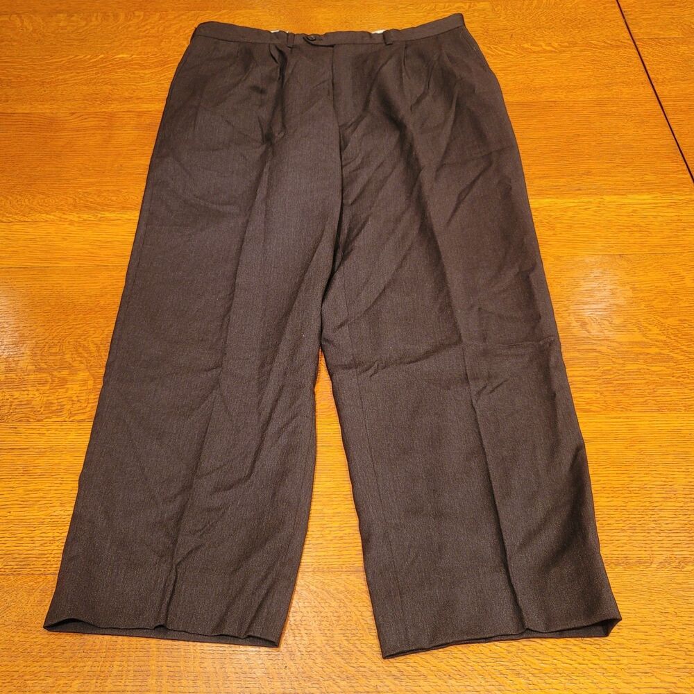 Benecci 100% Pure Wool Pleated Dress Pants Made In Italy Size 38 Gray